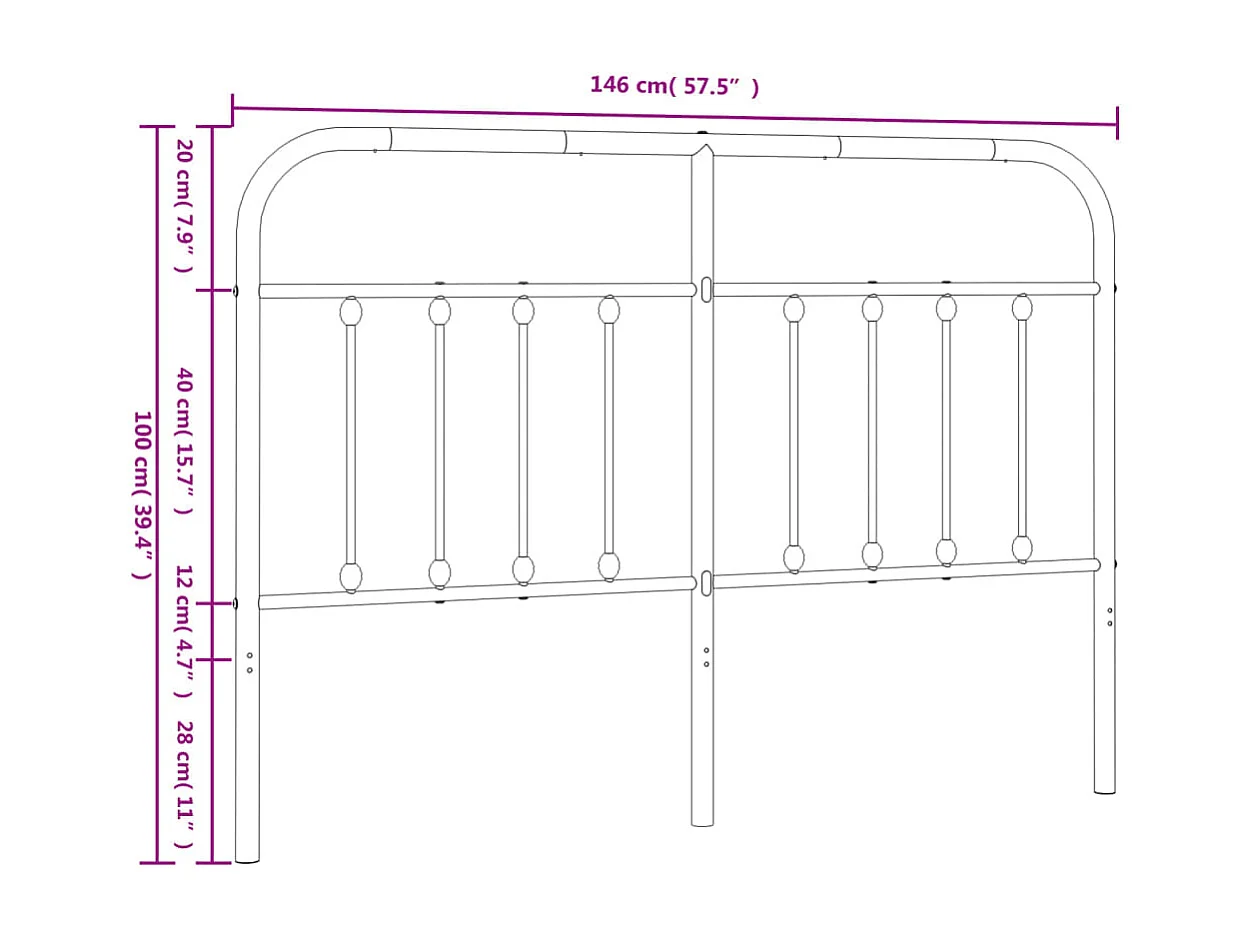 Cabeceira de cama 140 cm metal branco