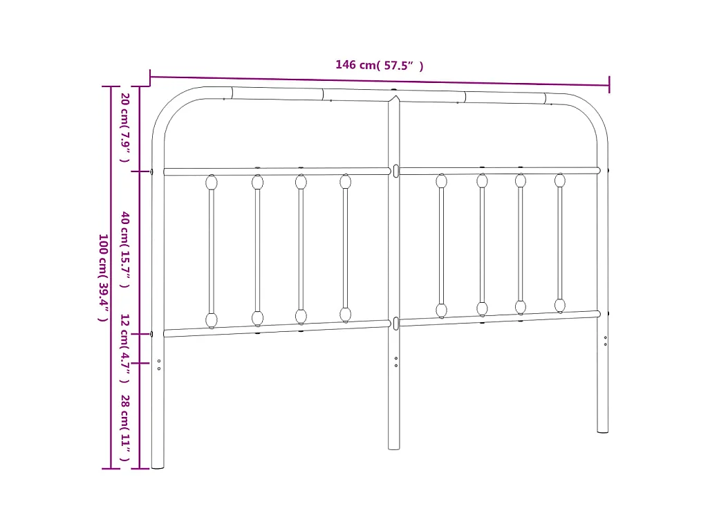 Ersatz-Kopfteil Metall Weiß 140 cm