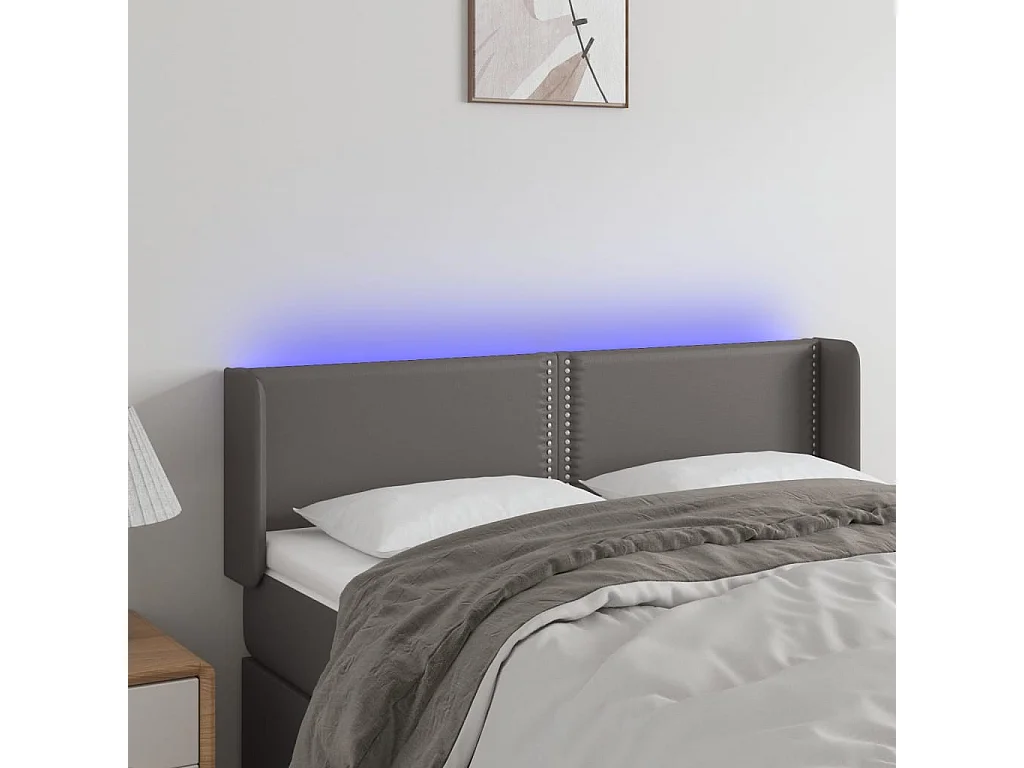 Testiera a LED Grigio 147x16x78/88 cm in Similpelle
