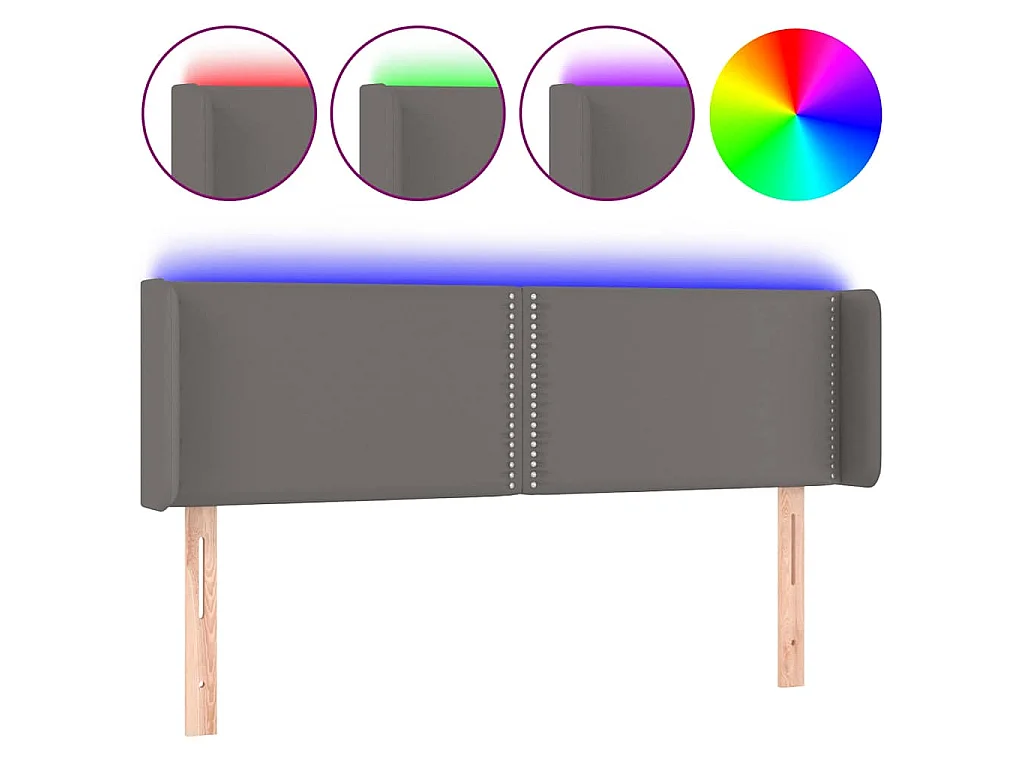 Testiera a LED Grigio 147x16x78/88 cm in Similpelle