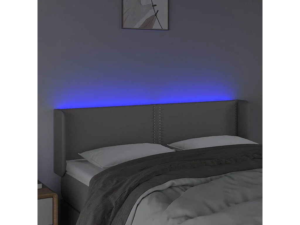Testiera a LED Grigio 147x16x78/88 cm in Similpelle