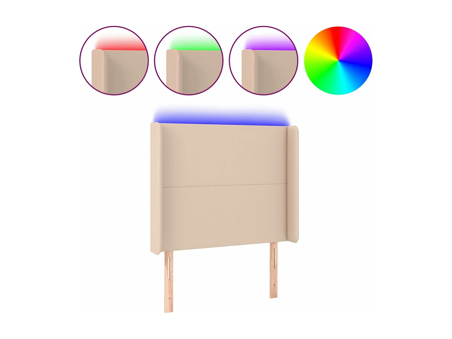 Cabeceira cama c/ LED couro artif. 83x16x118/128 cm cappuccino