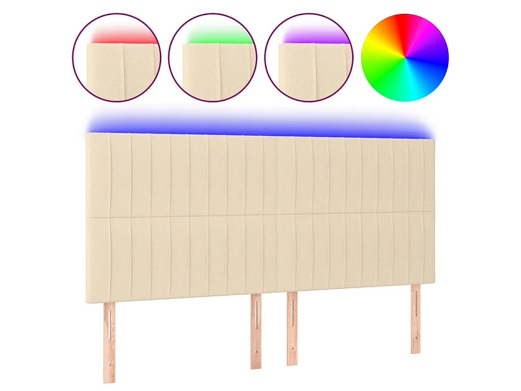 LED Kopfteil Creme 160x5x118/128 cm Stoff