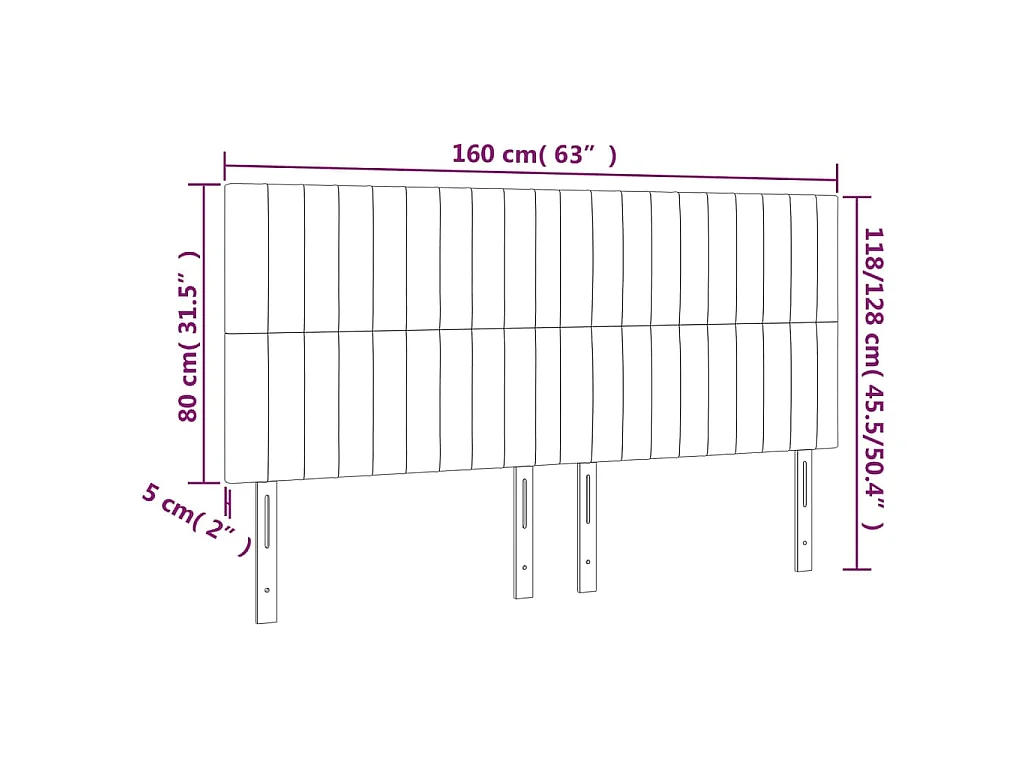 LED Kopfteil Creme 160x5x118/128 cm Stoff