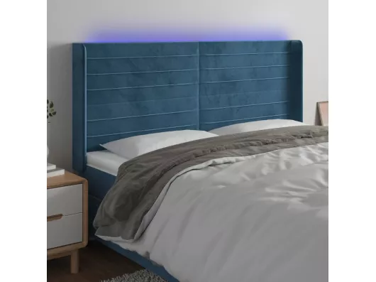 Kauf Unique LED Kopfteil Dunkelblau 163x16x118/128 cm Samt