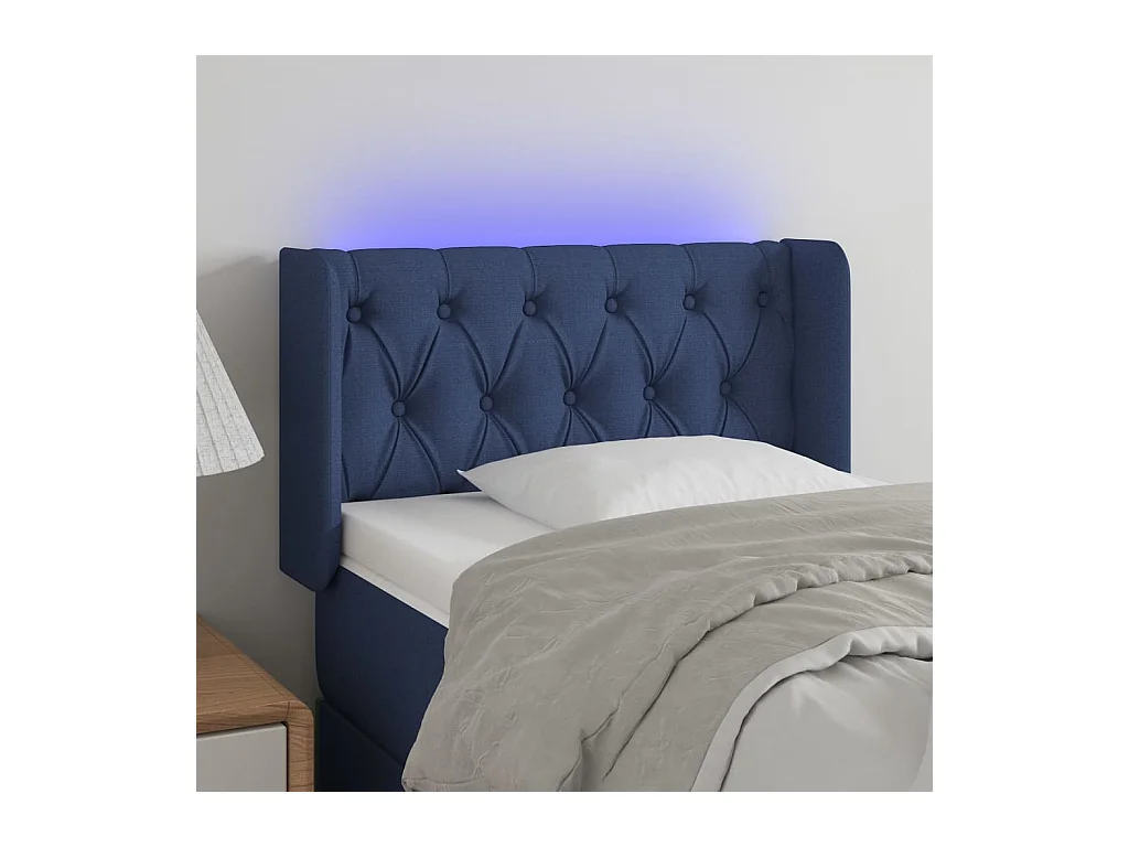 Testiera a LED Blu 83x16x78/88 cm in Tessuto