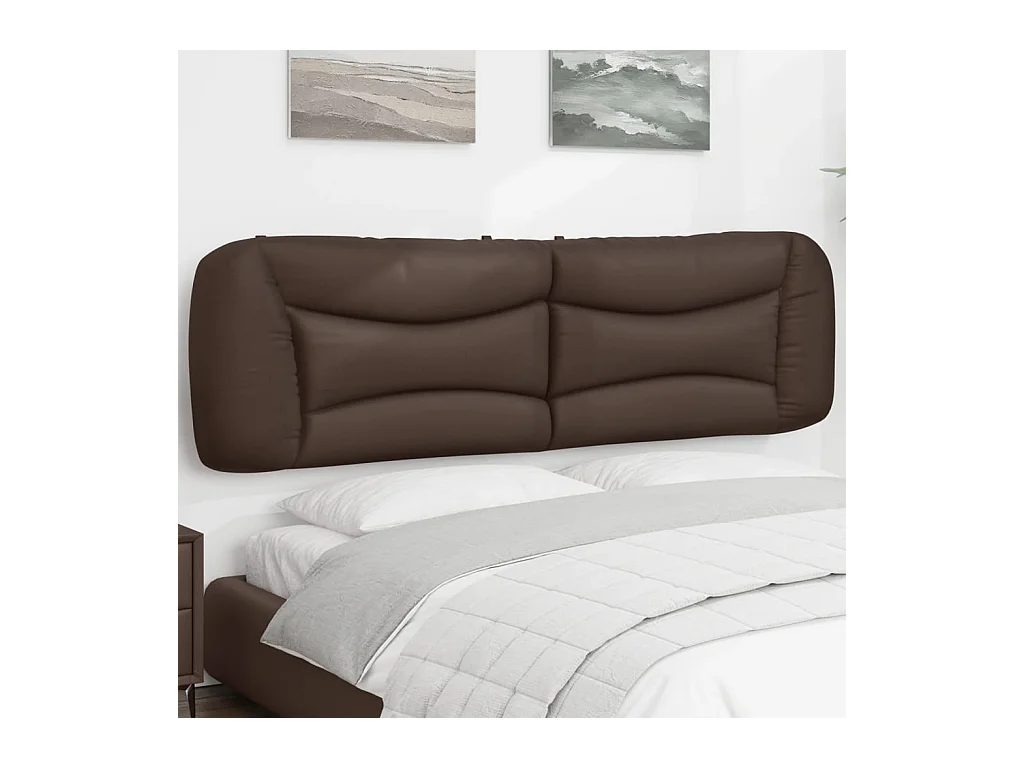Coussin de tête de lit marron 180 cm similicuir