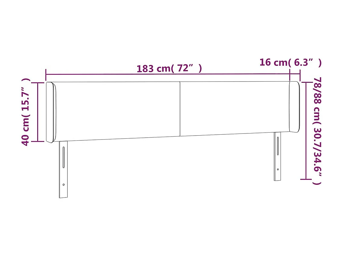 Tête de lit à LED Marron foncé 183x16x78/88 cm Tissu