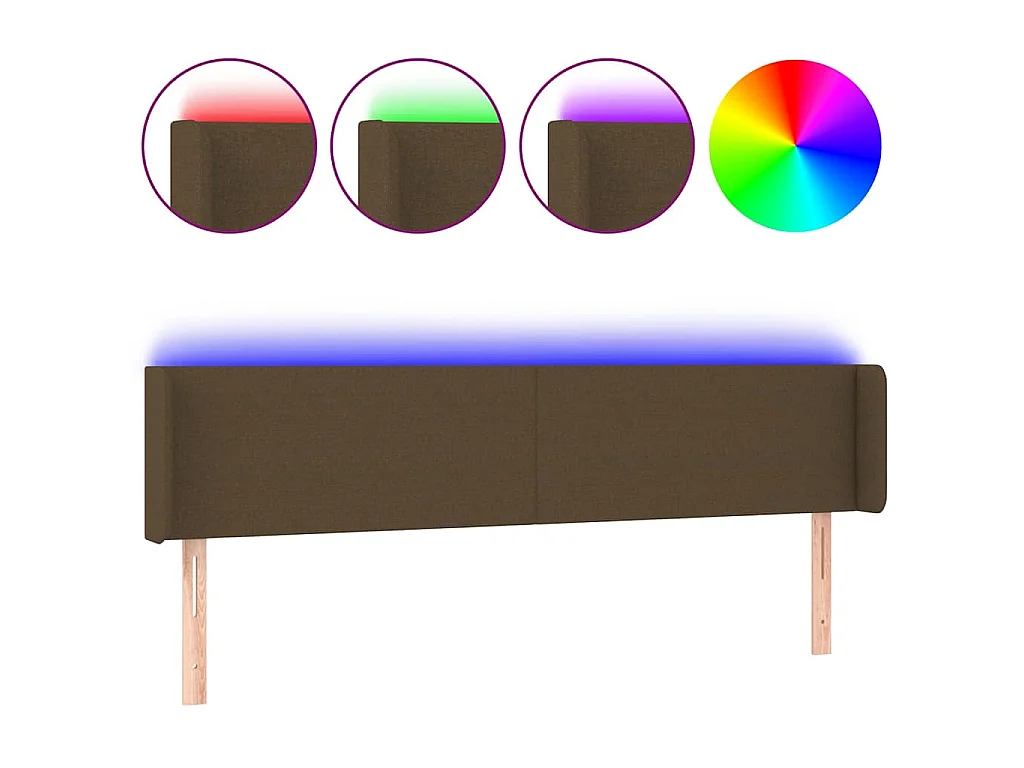 Tête de lit à LED Marron foncé 183x16x78/88 cm Tissu