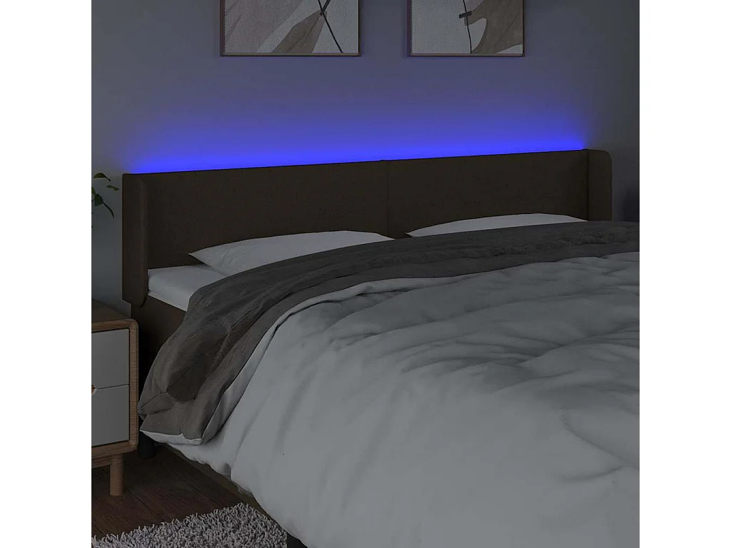 Tête de lit à LED Marron foncé 183x16x78/88 cm Tissu