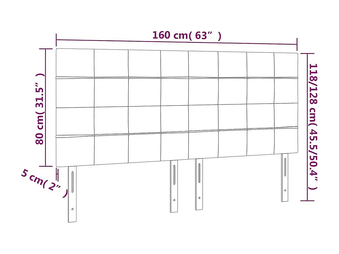 Tête de lit Vert foncé 160x5x118/128 cm Velours