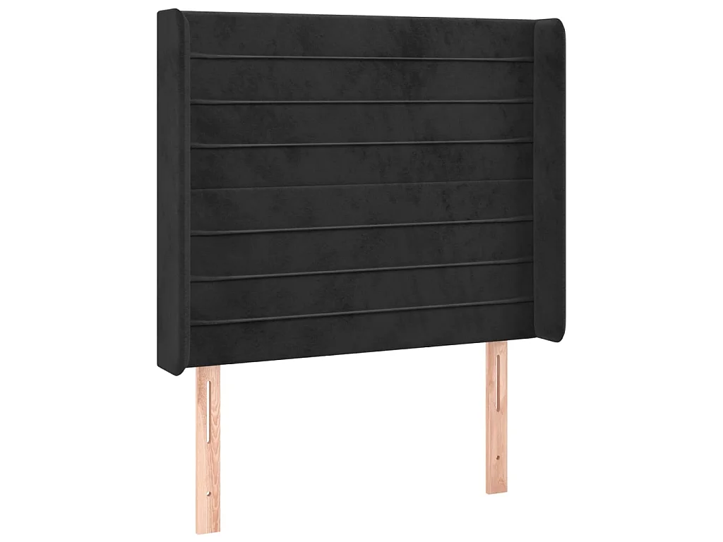 Tête de lit avec oreilles Noir 83x16x118/128 cm Velours