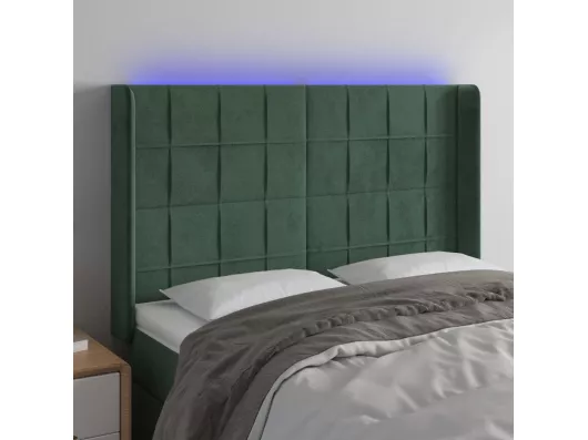 Kauf Unique LED Kopfteil Dunkelgrün 147x16x118/128 cm Samt