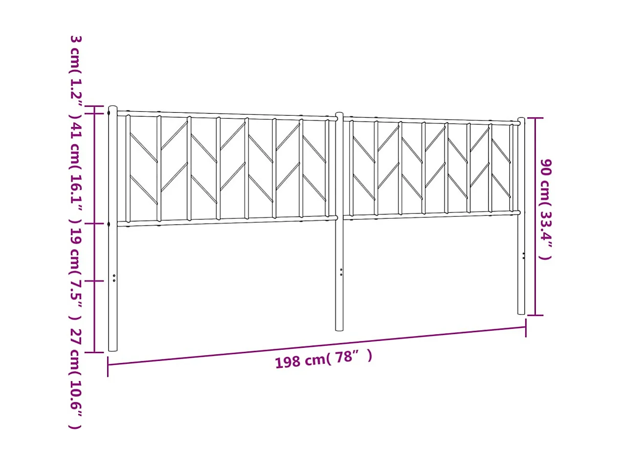 Vervangend hoofdbord 193 cm metaal wit