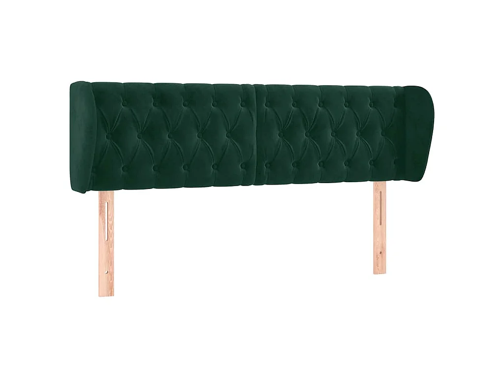 Tête de lit avec oreilles Vert foncé 163x23x78/88 cm Velours