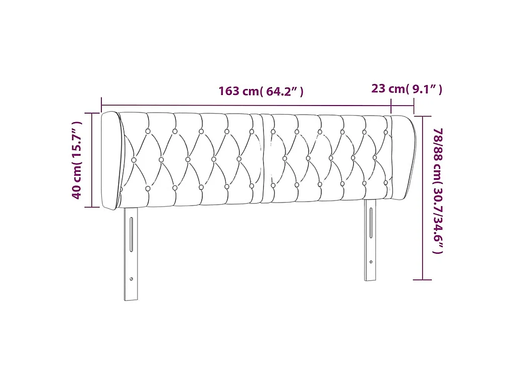 Tête de lit avec oreilles Vert foncé 163x23x78/88 cm Velours