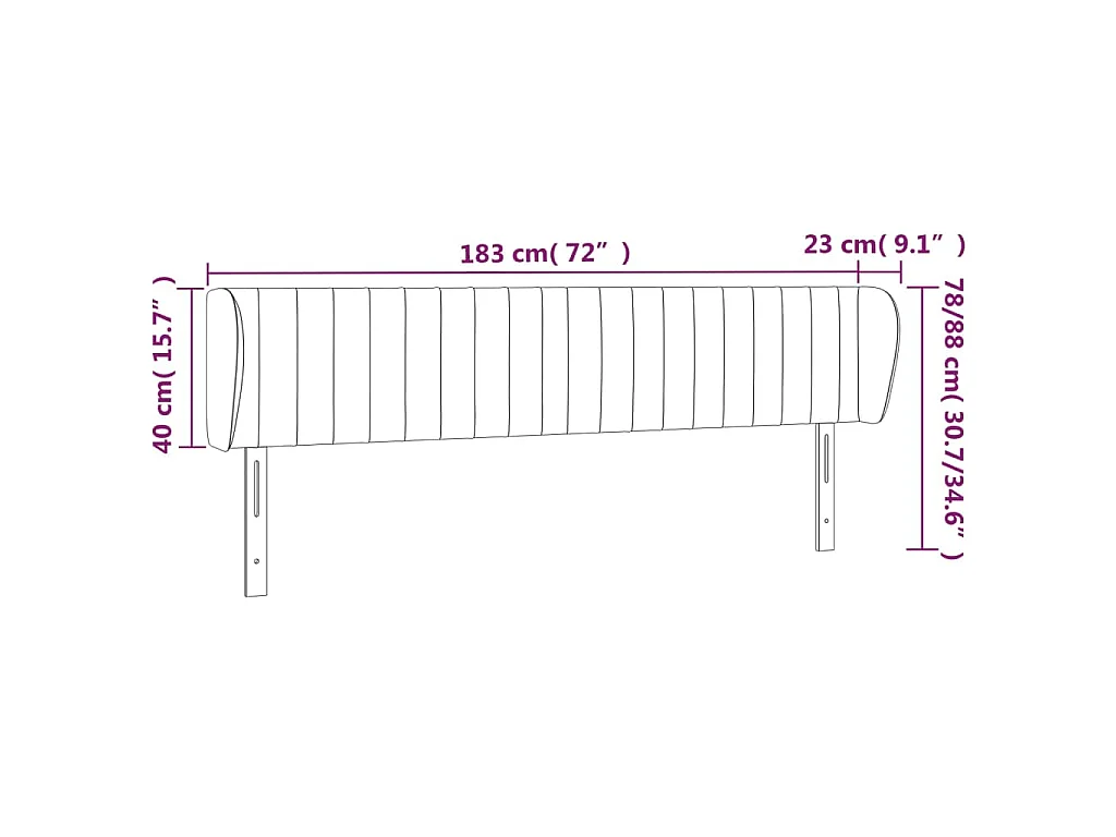 Tête de lit avec oreilles Vert foncé 183x23x78/88 cm Velours