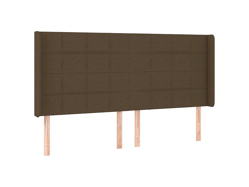 Tête de lit avec oreilles Marron foncé 163x16x118/128 cm Tissu