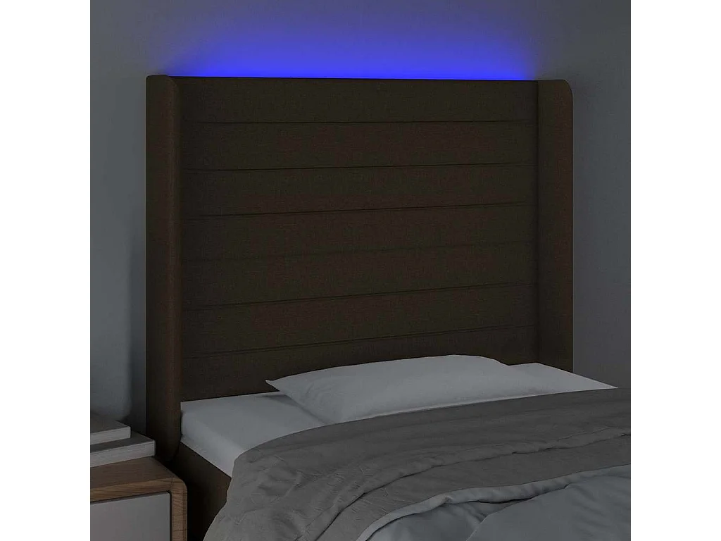 Tête de lit à LED Marron foncé 83x16x118/128 cm Tissu