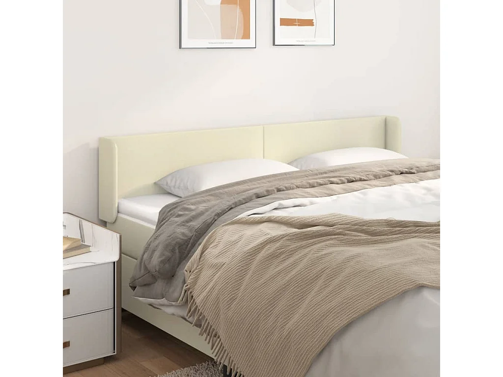 Tête de lit avec oreilles Crème 163x16x78/88 cm Similicuir