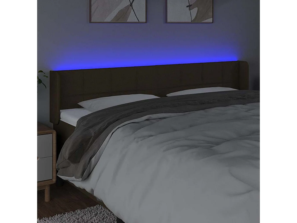 Hoofdbord LED 183x16x78/88 cm stof donkerbruin