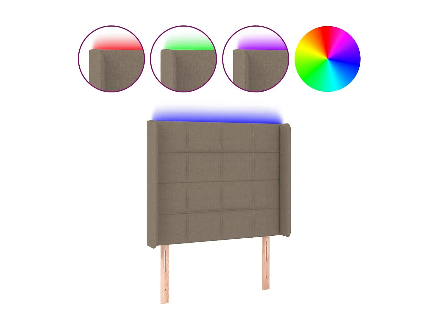 Hoofdbord LED 93x16x118/128 cm stof taupe