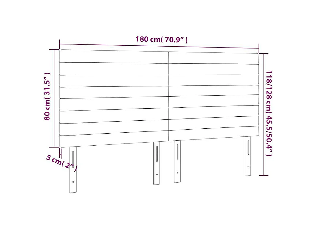 Kopfteil Schwarz 180x5x118/128 cm Samt
