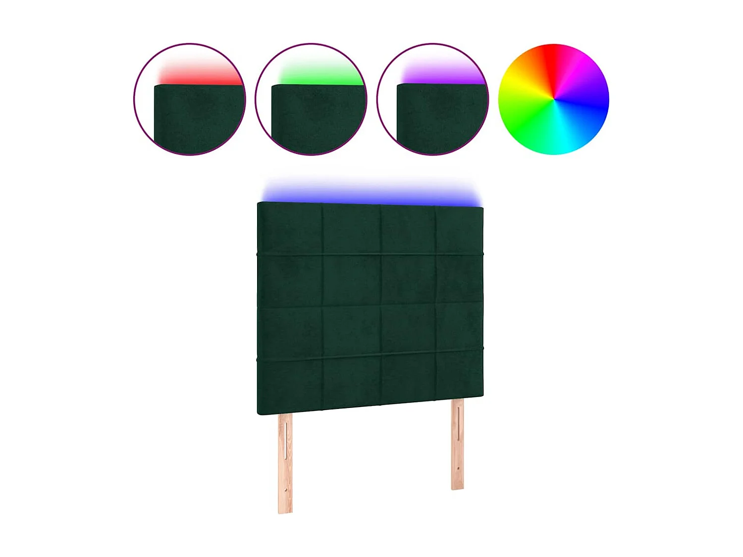 Tête de lit à LED Vert foncé 80x5x118/128 cm Velours