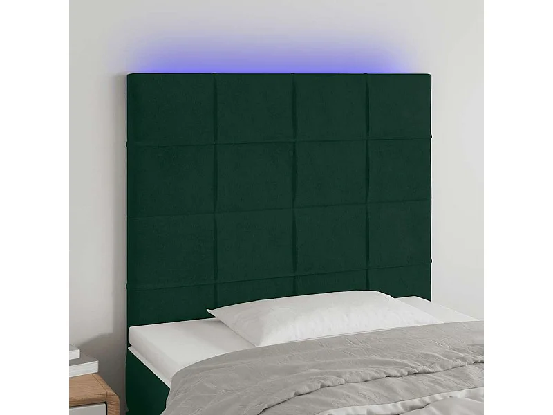 Tête de lit à LED Vert foncé 80x5x118/128 cm Velours