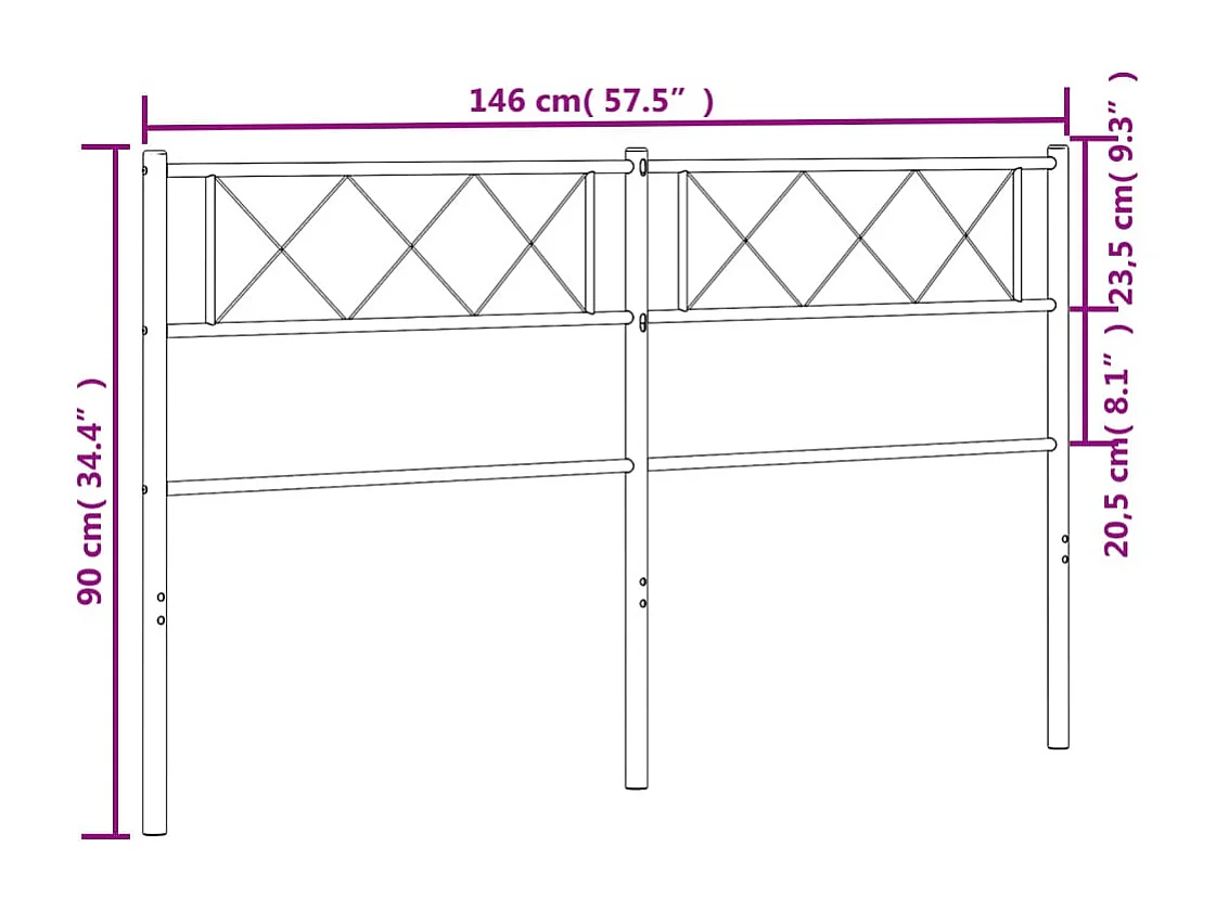 Hoofdbord 140 cm metaal zwart