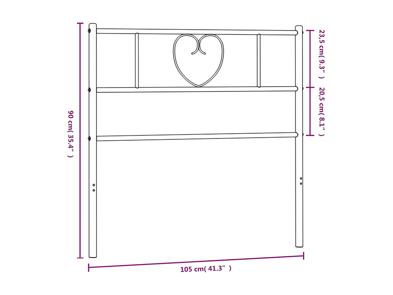 Cabeceira de cama 100 cm metal branco