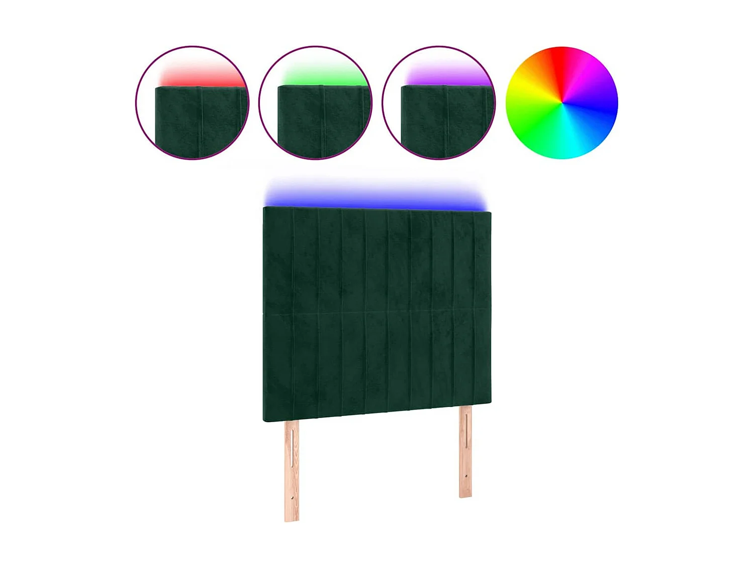 Tête de lit à LED Vert foncé 100x5x118/128 cm Velours
