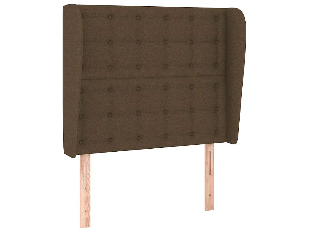 Hoofdbord met randen 83x23x118/128 cm stof donkerbruin