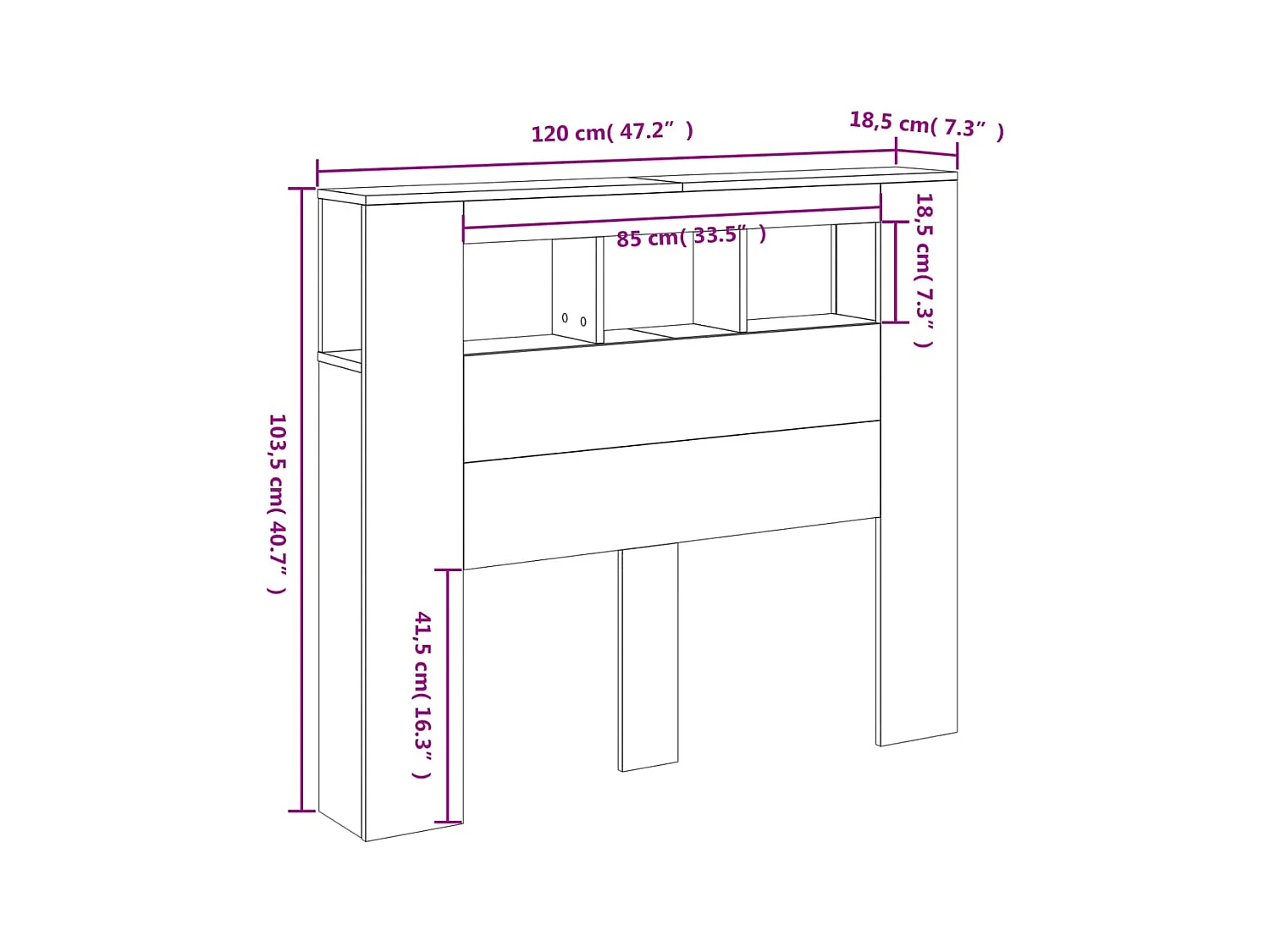 Tête de lit à LED sonoma gris 120x18,5x103,5 cm bois ingénierie