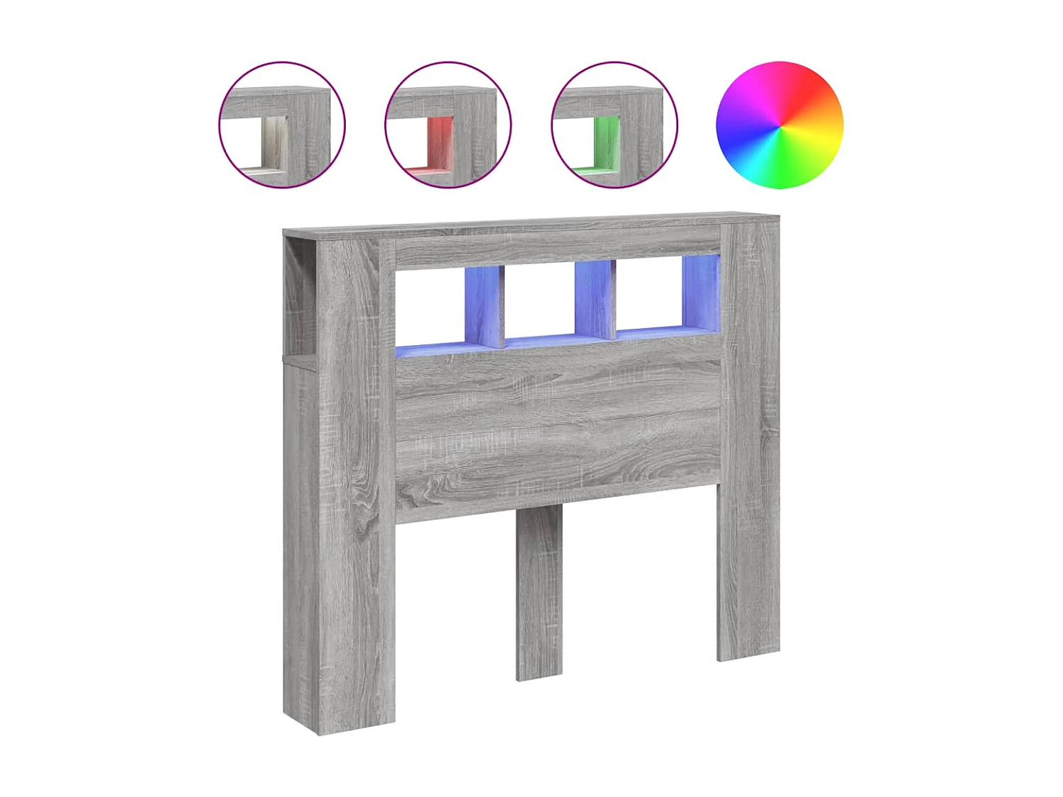 Tête de lit à LED sonoma gris 120x18,5x103,5 cm bois ingénierie