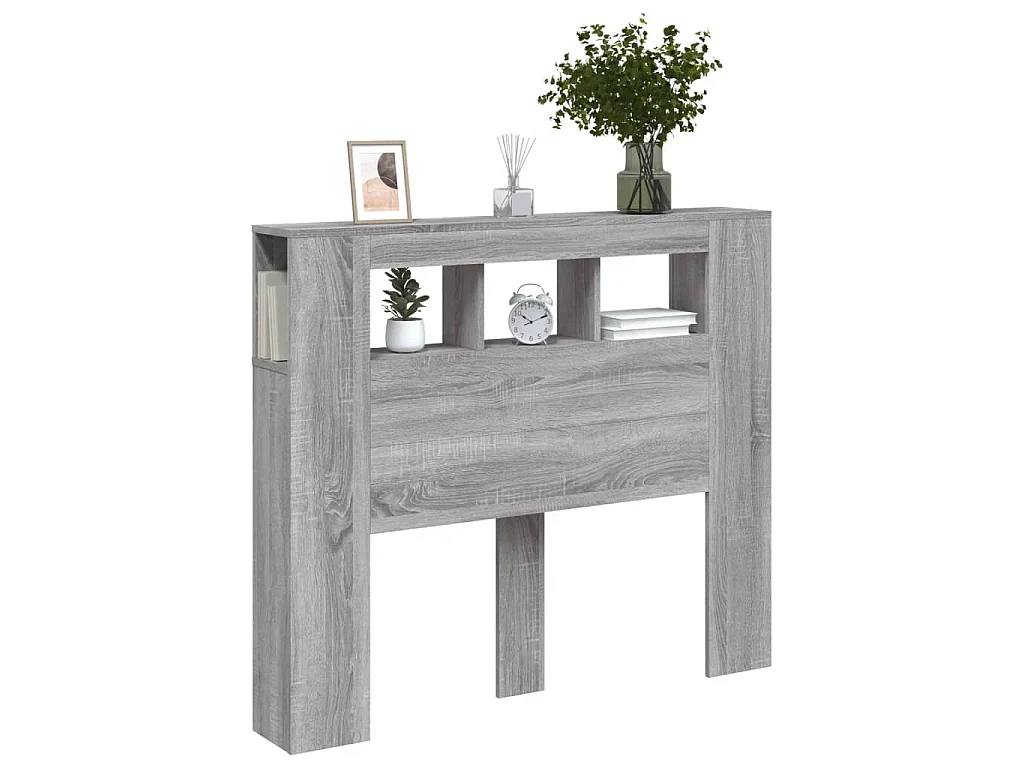 LED-Kopfteil Grau Sonoma 120x18,5x103,5 cm Holzwerkstoff