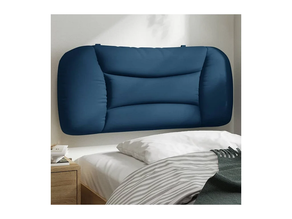 Coussin de tête de lit bleu 90 cm tissu