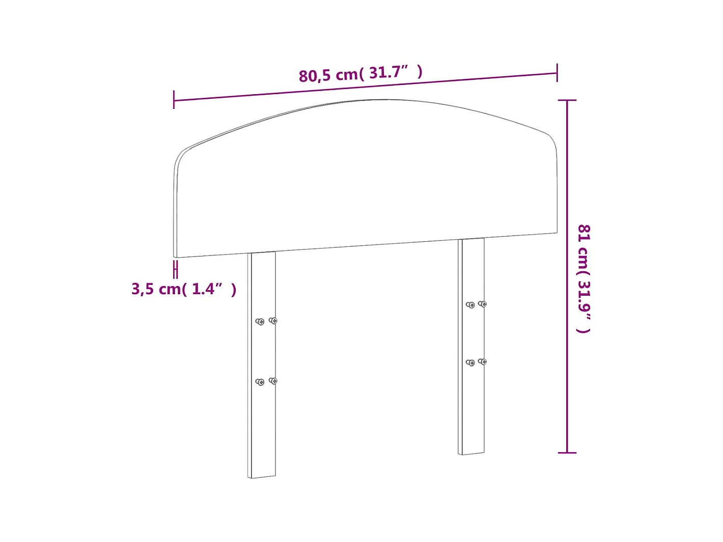 Tête de lit 75 cm bois massif de pin