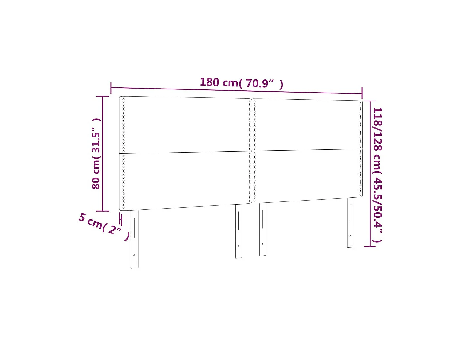 Tête de lit Bleu 180x5x118/128 cm Tissu