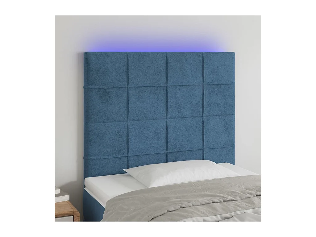 Tête de lit à LED Bleu foncé 80x5x118/128 cm Velours