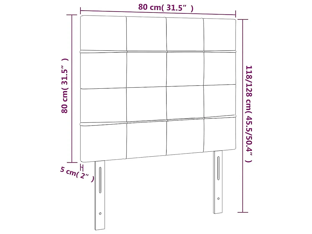 Hoofdbord LED 80x5x118/128 cm fluweel donkerblauw