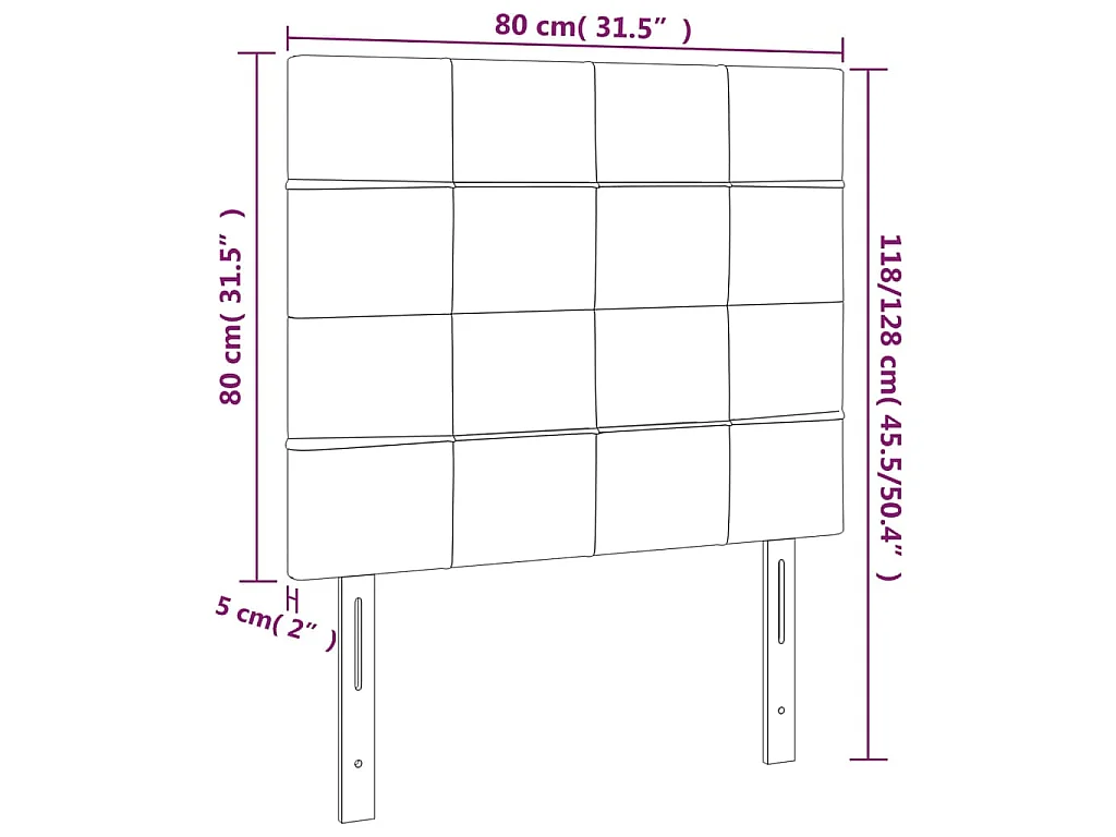 Hoofdbord LED 80x5x118/128 cm fluweel donkerblauw