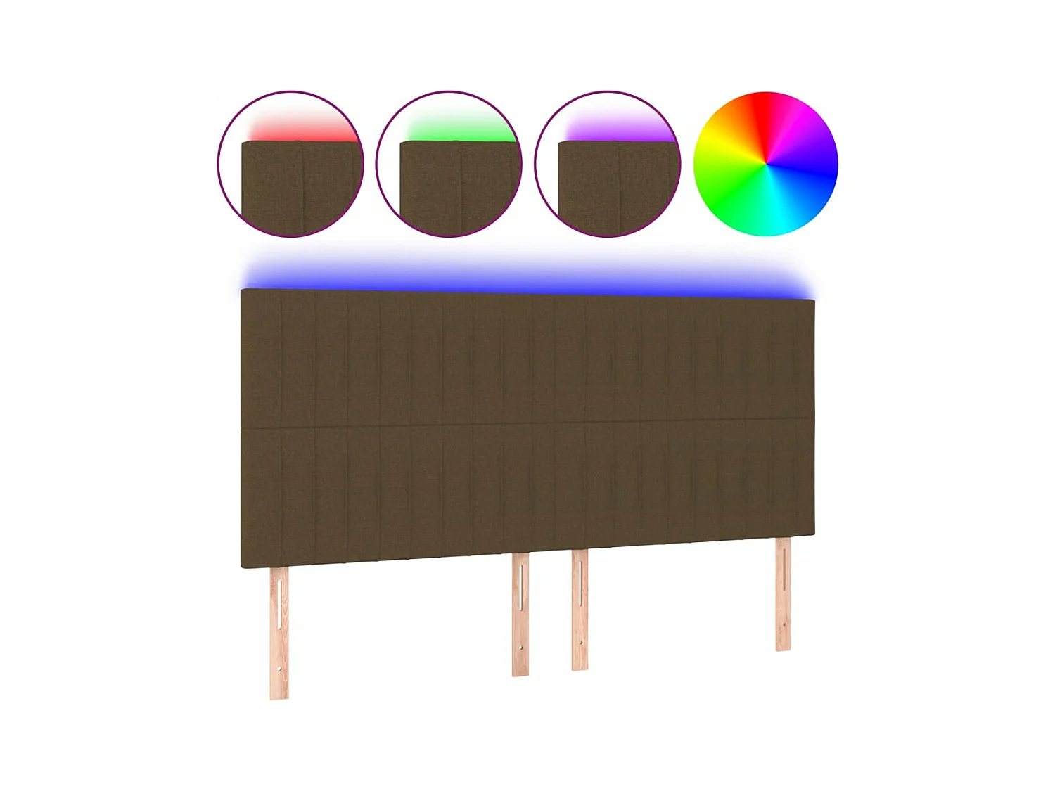 Tête de lit à LED Marron foncé 180x5x118/128 cm Tissu