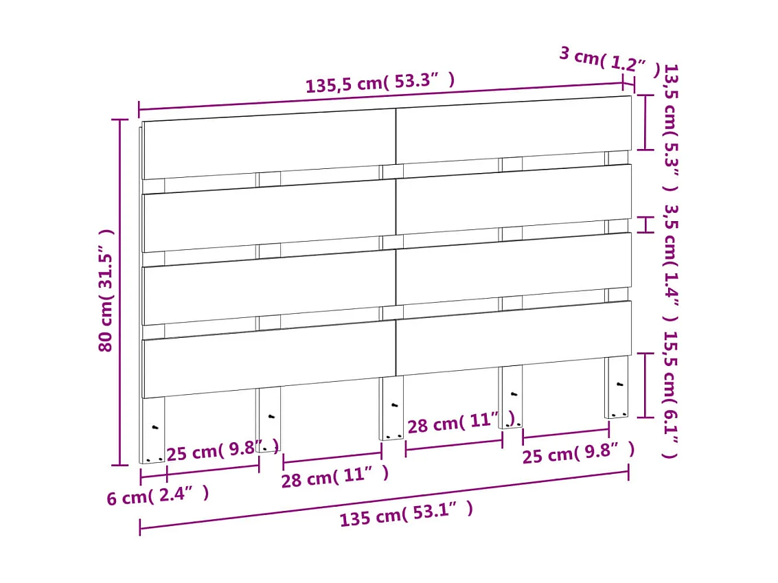 Tête de lit cire marron 180 cm bois massif de pin