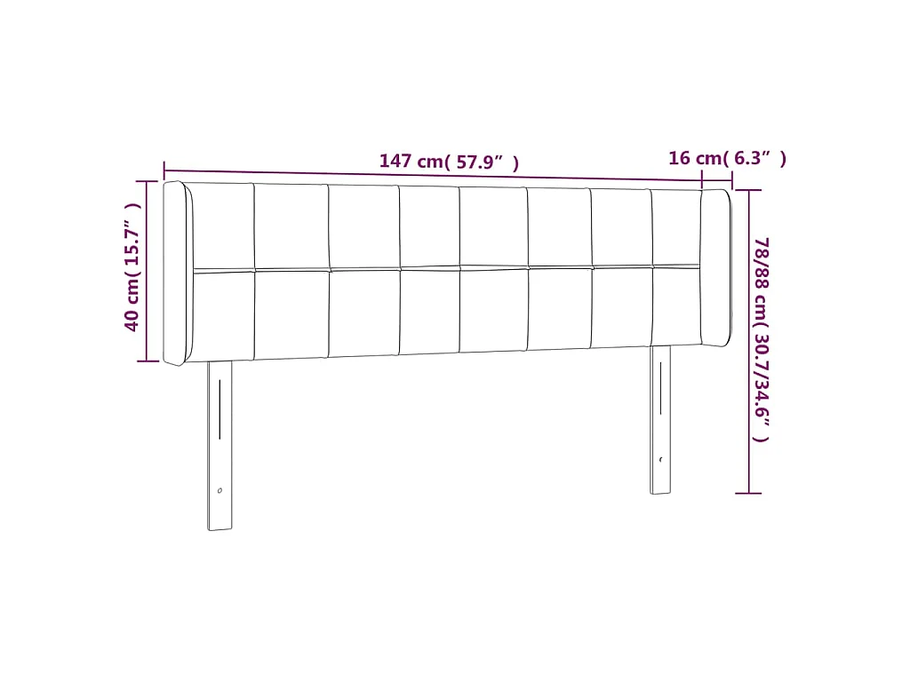 LED Kopfteil Dunkelbraun 147x16x78/88 cm Stoff