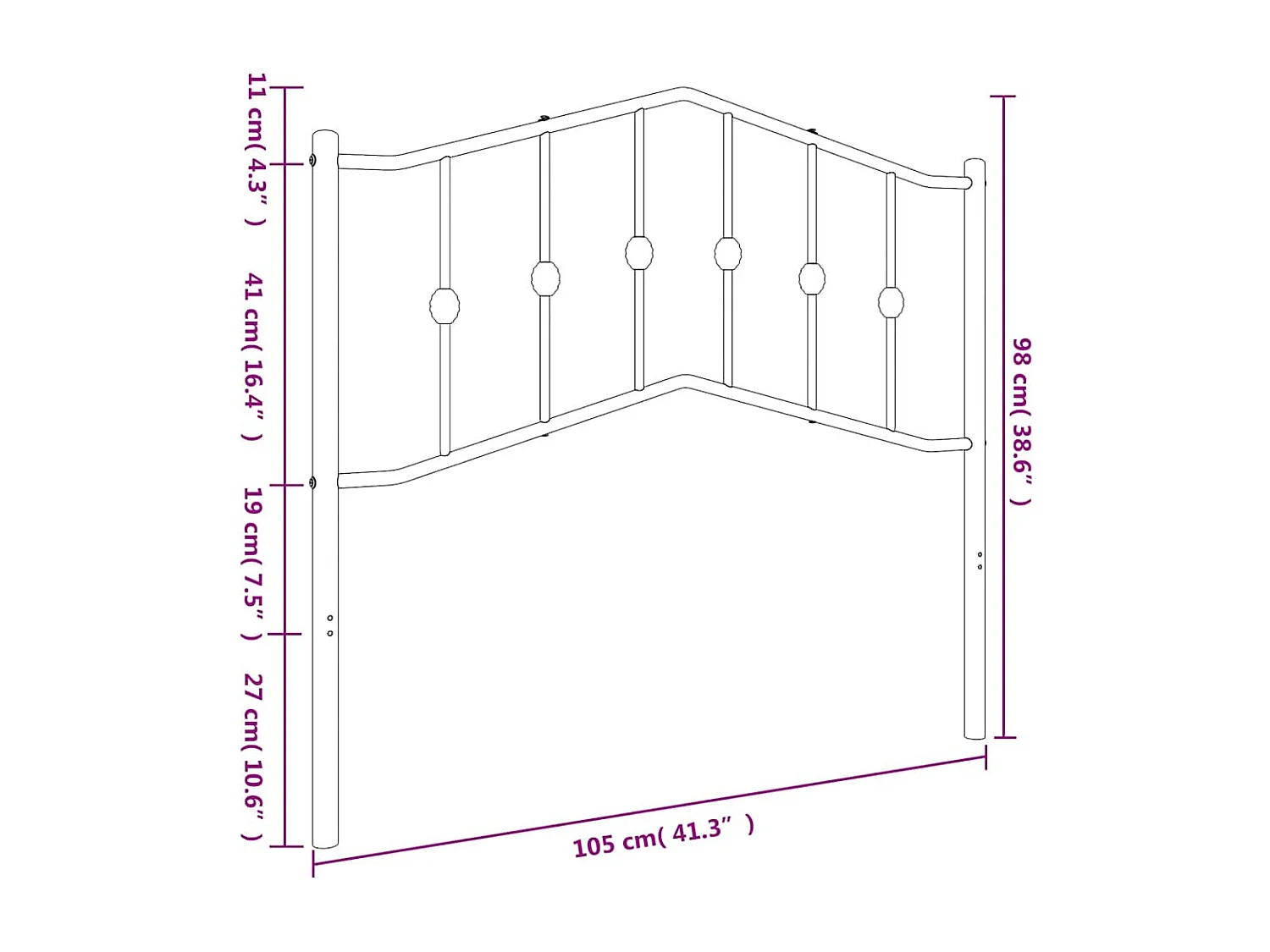 Tête de lit métal blanc 100 cm