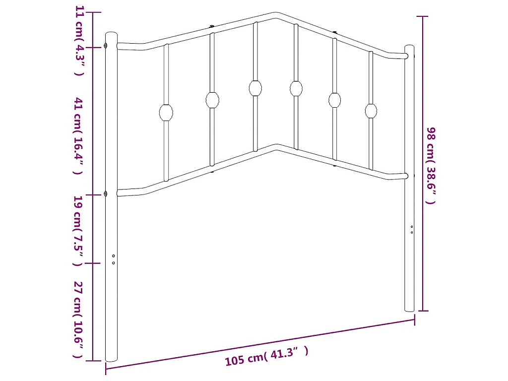 Vervangend hoofdbord 100 cm metaal wit
