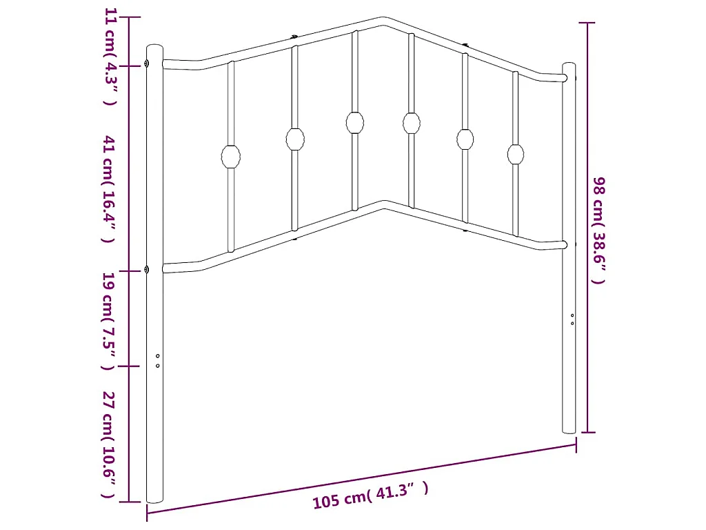 Vervangend hoofdbord 100 cm metaal wit