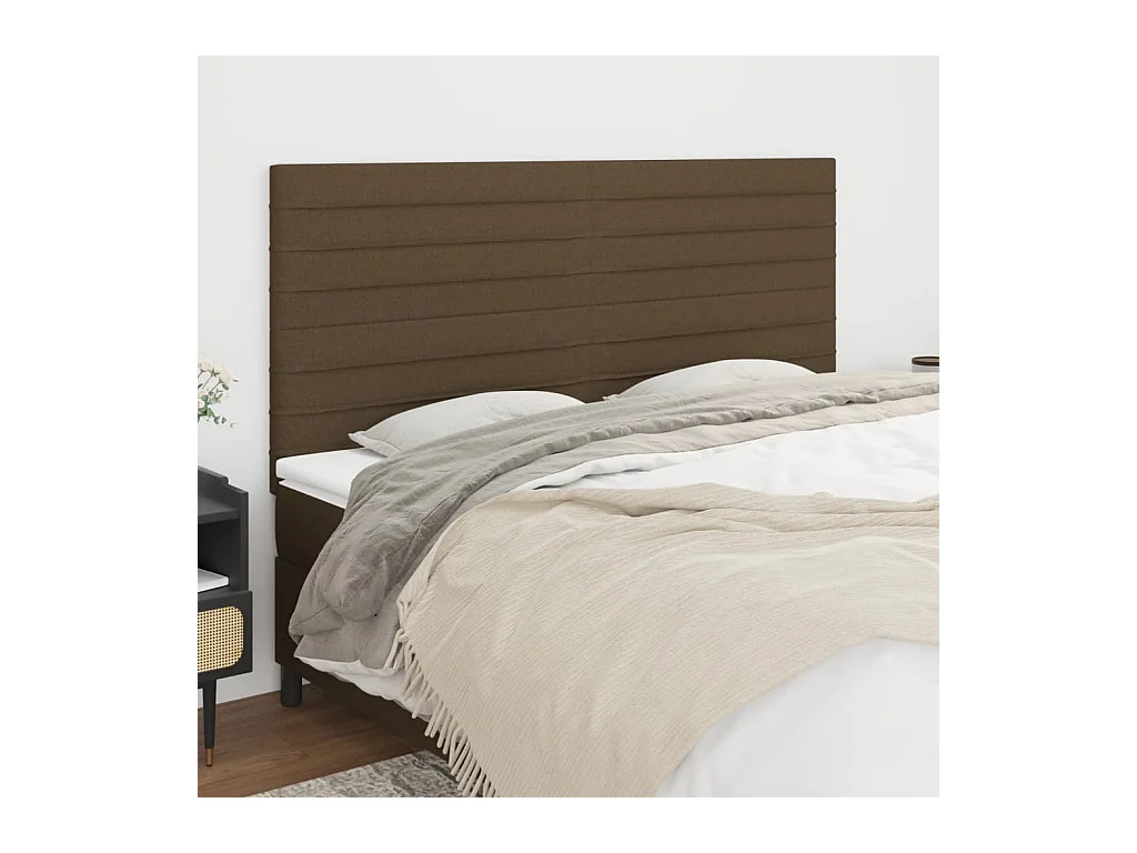 Têtes de lit 4 pcs Marron Foncé 80x5x78/88 cm Tissu