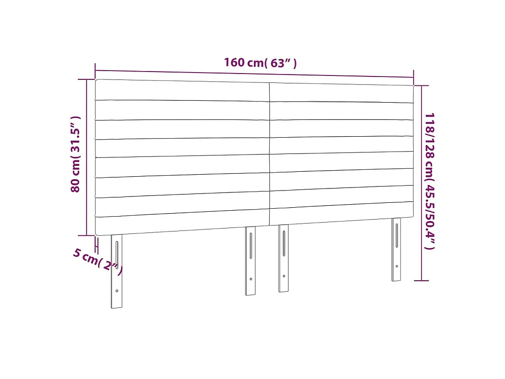 Tête de lit marron foncé 160 x 5 x 118/128 cm Tissu